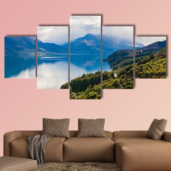 Mountain & Lake New Zealand Canvas Wall Art-5 Star-Gallery Wrap-62" x 32"-Tiaracle