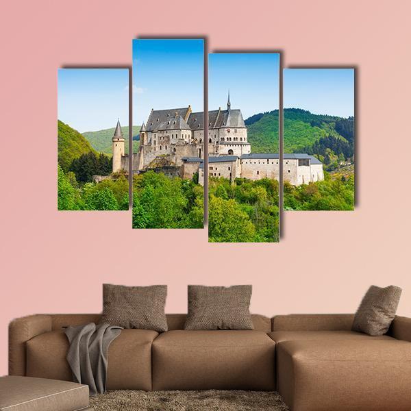 Mountains & Forests Vianden Canvas Wall Art-4 Pop-Gallery Wrap-50" x 32"-Tiaracle