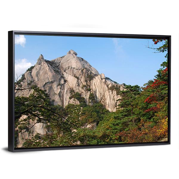 Mountains Bukhansan In Seoul Canvas Wall Art-3 Horizontal-Gallery Wrap-25" x 16"-Tiaracle