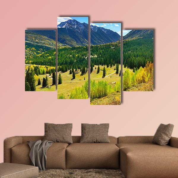 Mountains In Colorado Canvas Wall Art-4 Pop-Gallery Wrap-50" x 32"-Tiaracle