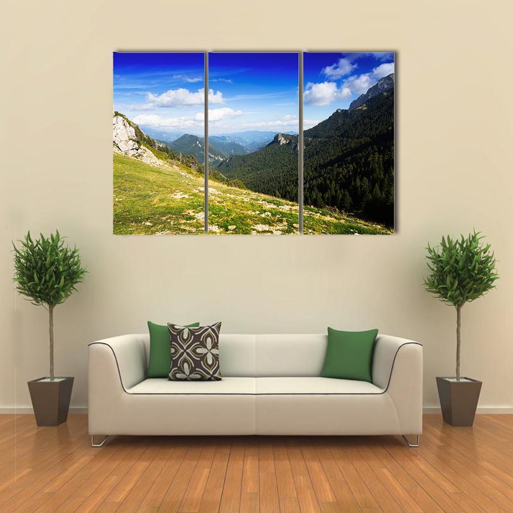 Mountains Landscape In August Canvas Wall Art-3 Horizontal-Gallery Wrap-37" x 24"-Tiaracle