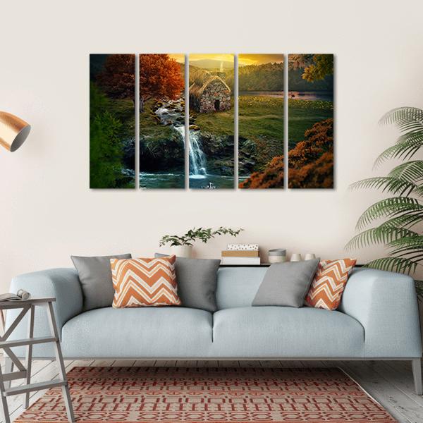 Mountains Near A Stream Canvas Wall Art-5 Horizontal-Gallery Wrap-22" x 12"-Tiaracle