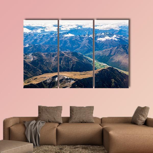 Aerial View Of Mountains Canvas Wall Art-3 Horizontal-Gallery Wrap-37" x 24"-Tiaracle