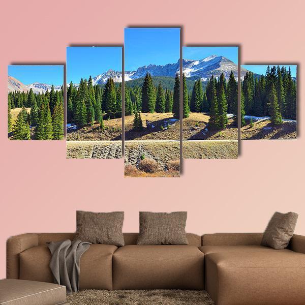 Colorado Mountains During Fall Canvas Wall Art-5 Star-Gallery Wrap-62" x 32"-Tiaracle