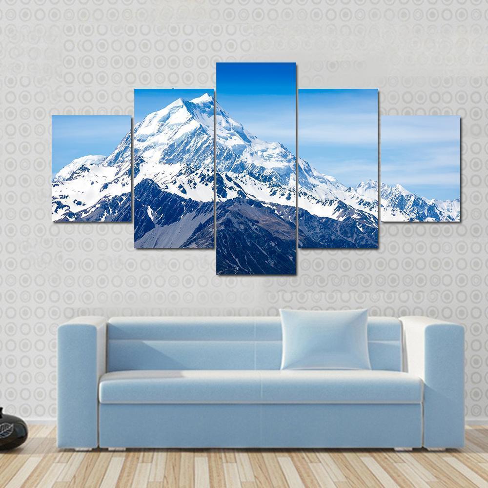 Mountains Peak New Zealand Canvas Wall Art-5 Star-Gallery Wrap-62" x 32"-Tiaracle