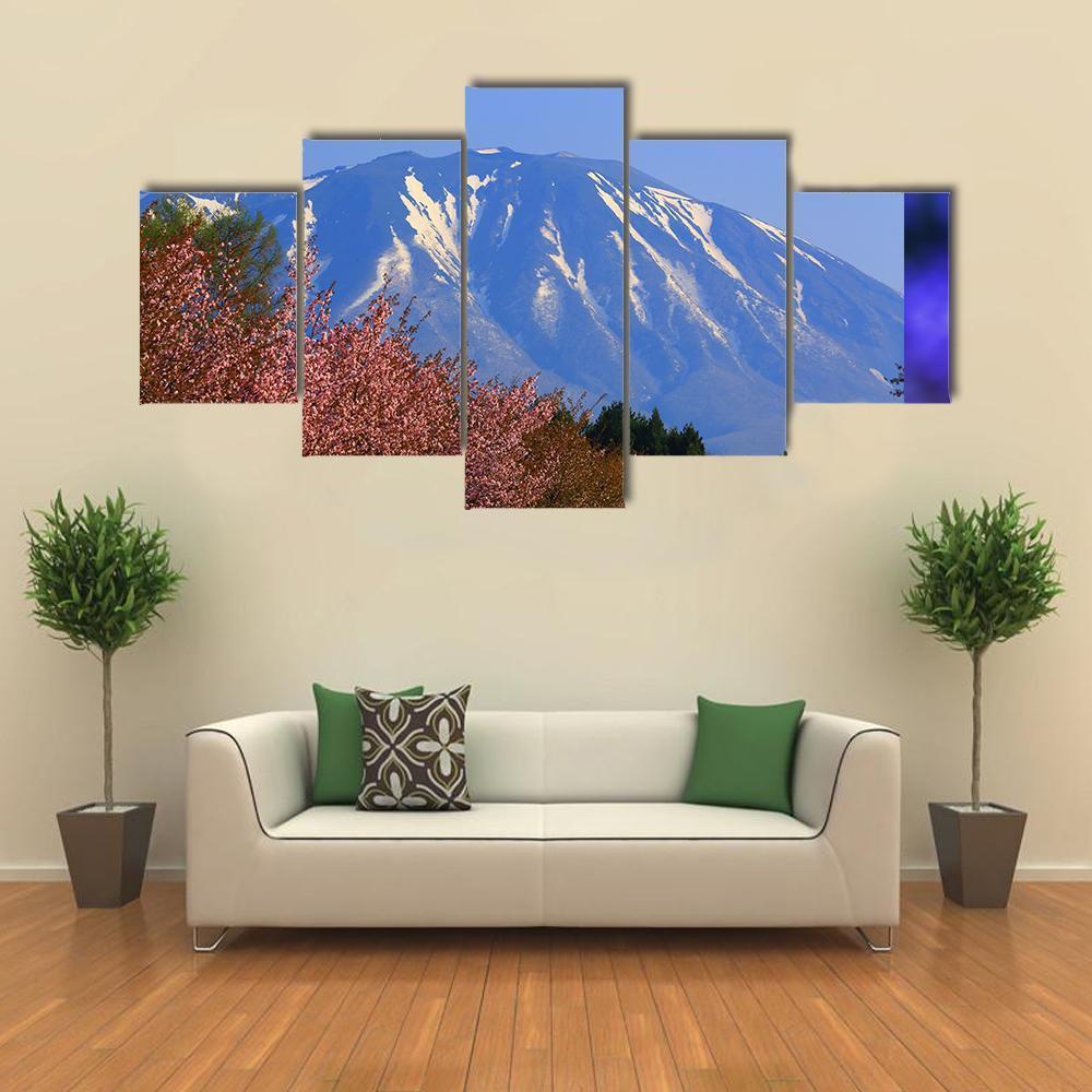 Iwate & Cherry Tree Canvas Wall Art-5 Star-Gallery Wrap-62" x 32"-Tiaracle