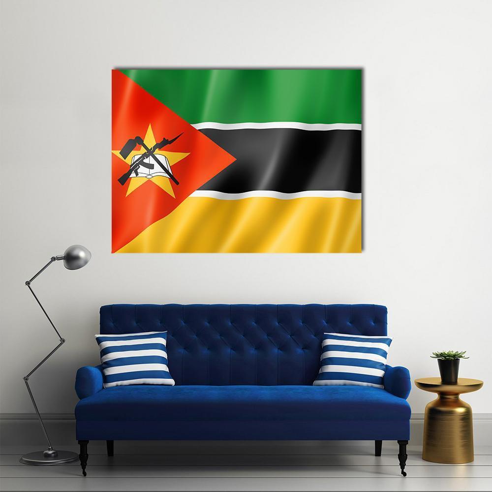 Mozambique Flag Canvas Wall Art-1 Piece-Gallery Wrap-48" x 32"-Tiaracle