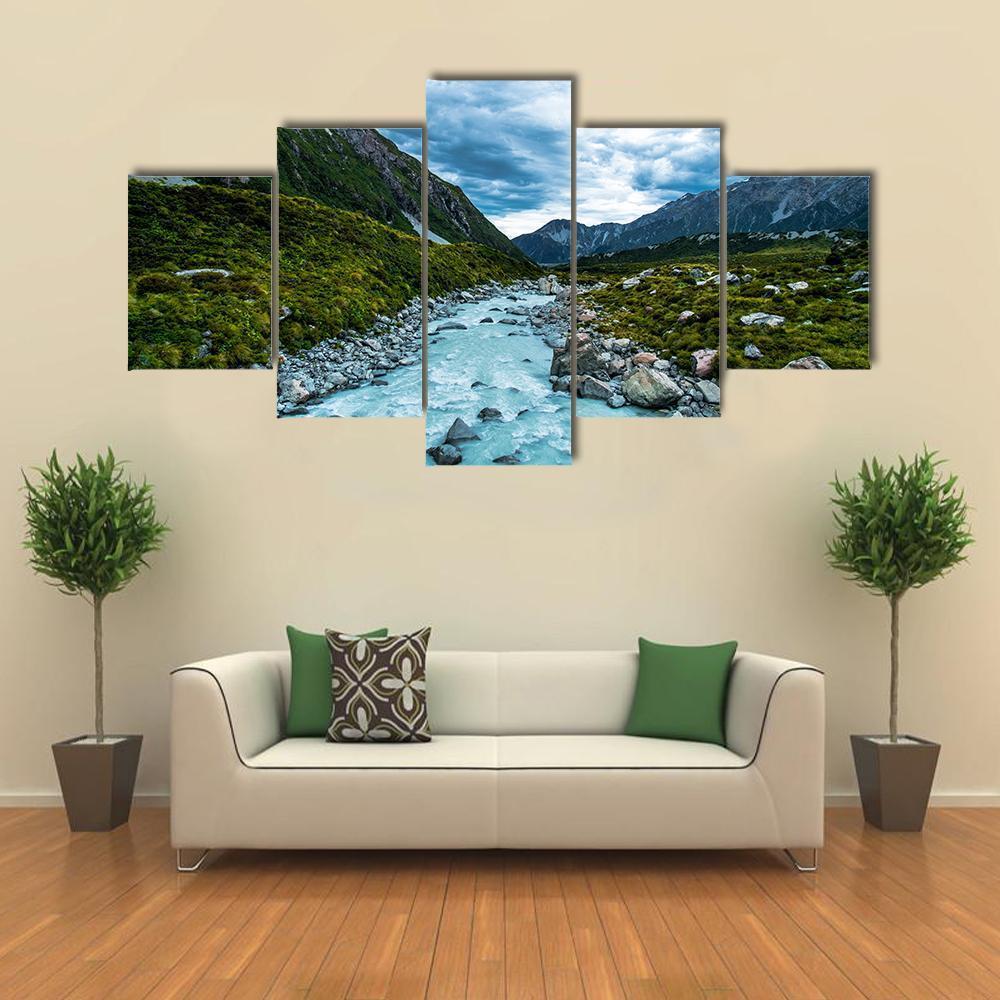 Mt Cook & Hook Valley Canvas Wall Art-5 Star-Gallery Wrap-62" x 32"-Tiaracle