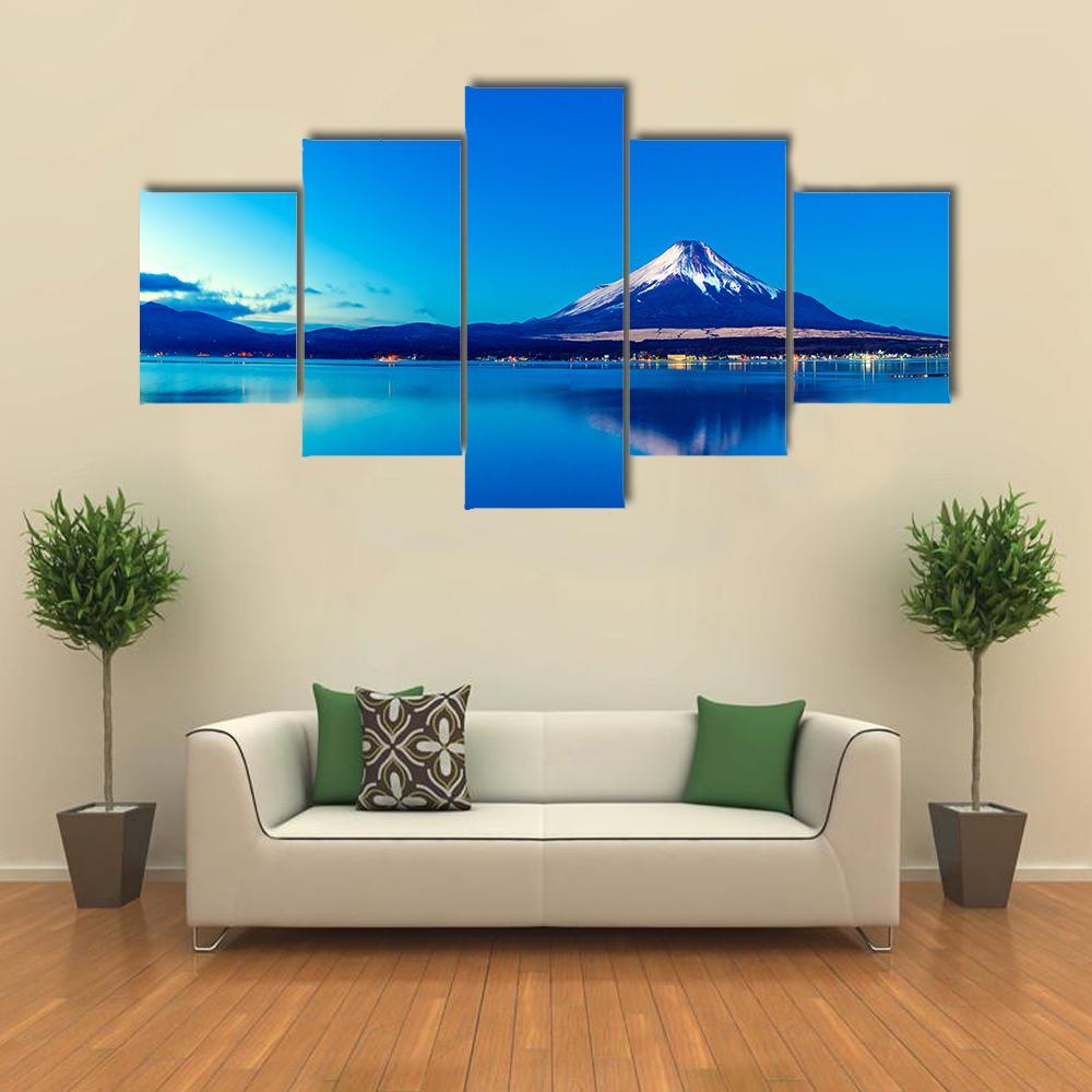 Lake Yamanaka Japan Canvas Wall Art-5 Star-Gallery Wrap-62" x 32"-Tiaracle