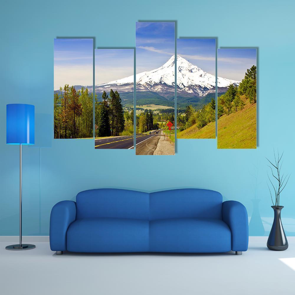 Road To Mt Hood Canvas Wall Art-5 Pop-Gallery Wrap-47" x 32"-Tiaracle