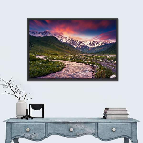 Mt Shkhara Georgia Canvas Wall Art-1 Piece-Floating Frame-24" x 16"-Tiaracle