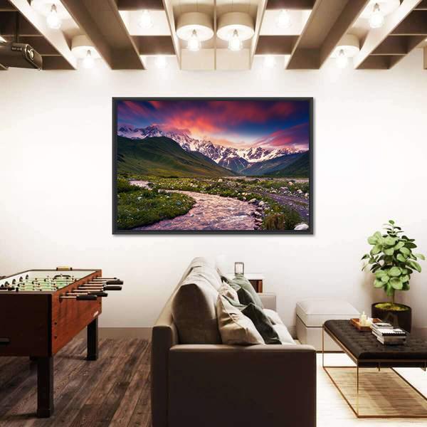 Mt Shkhara Georgia Canvas Wall Art-3 Horizontal-Gallery Wrap-25" x 16"-Tiaracle