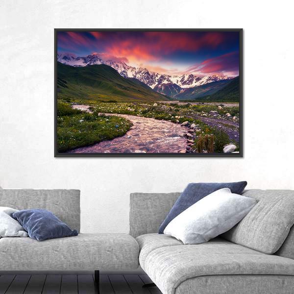 Mt Shkhara Georgia Canvas Wall Art-3 Horizontal-Gallery Wrap-25" x 16"-Tiaracle