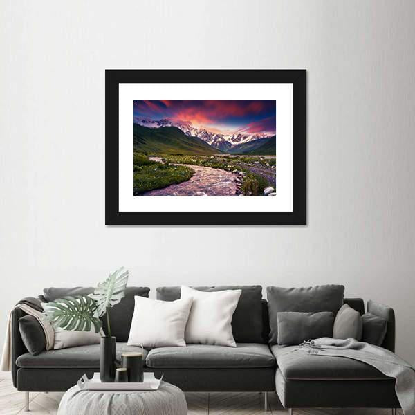 Mt Shkhara Georgia Panoramic Canvas Wall Art-1 Piece-36" x 12"-Tiaracle