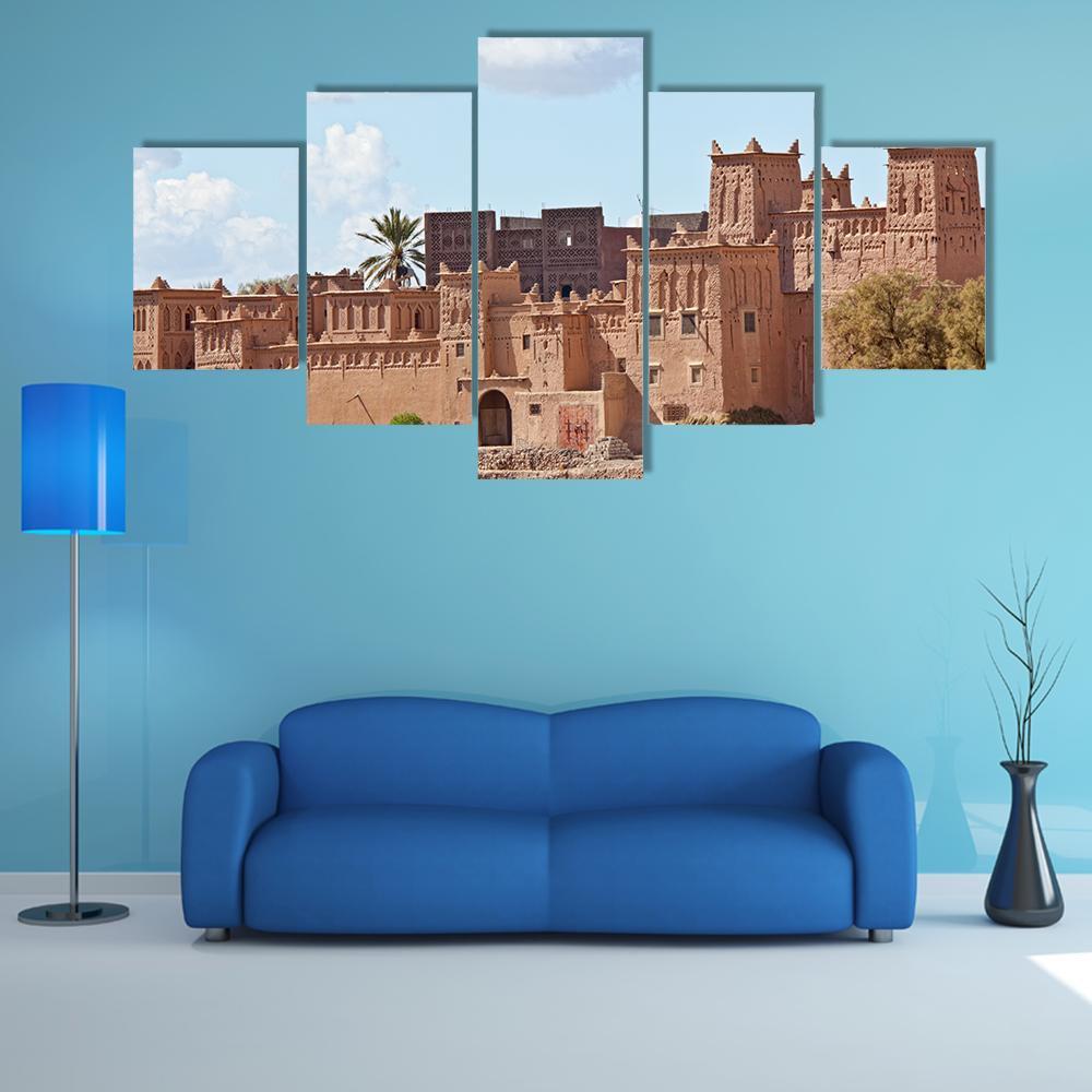 Mud Houses Kasbah Canvas Wall Art-5 Star-Gallery Wrap-62" x 32"-Tiaracle