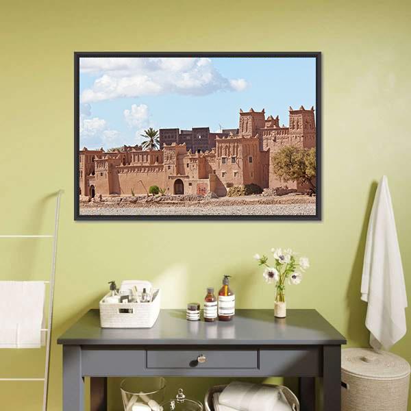Mud Houses Kasbah Canvas Wall Art-1 Piece-Floating Frame-24" x 16"-Tiaracle