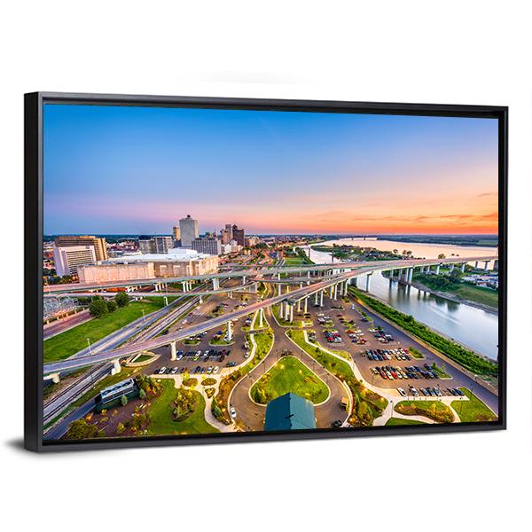 Mud Island Aerial View Canvas Wall Art-3 Horizontal-Gallery Wrap-25" x 16"-Tiaracle