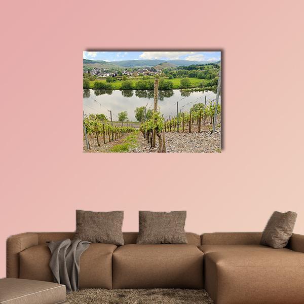 Mulheim Village & River Canvas Wall Art-1 Piece-Gallery Wrap-48" x 32"-Tiaracle