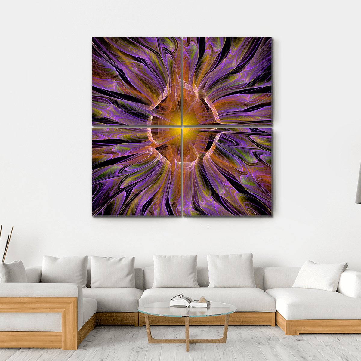 Multicolored Fractal Pattern Canvas Wall Art-4 Square-Gallery Wrap-17" x 17"-Tiaracle