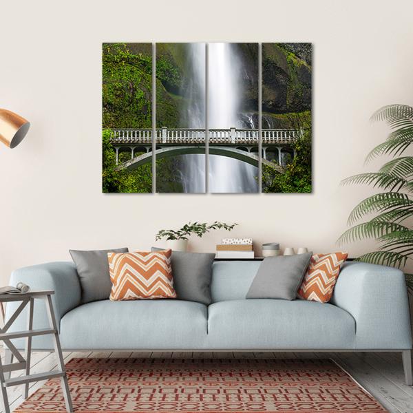 Multnomah Falls Oregon Canvas Wall Art-4 Horizontal-Gallery Wrap-34" x 24"-Tiaracle