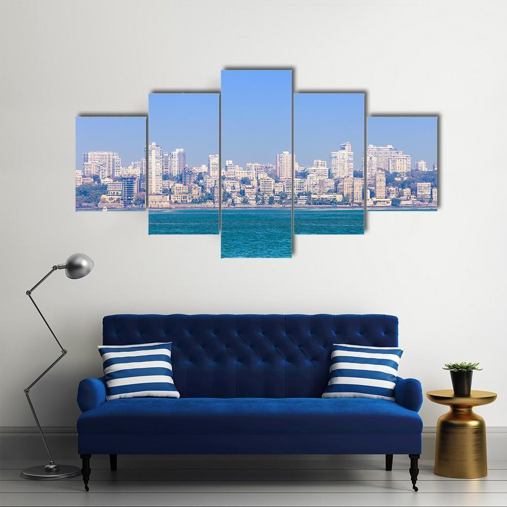 Mumbai Skyline Canvas Wall Art-5 Star-Gallery Wrap-62" x 32"-Tiaracle