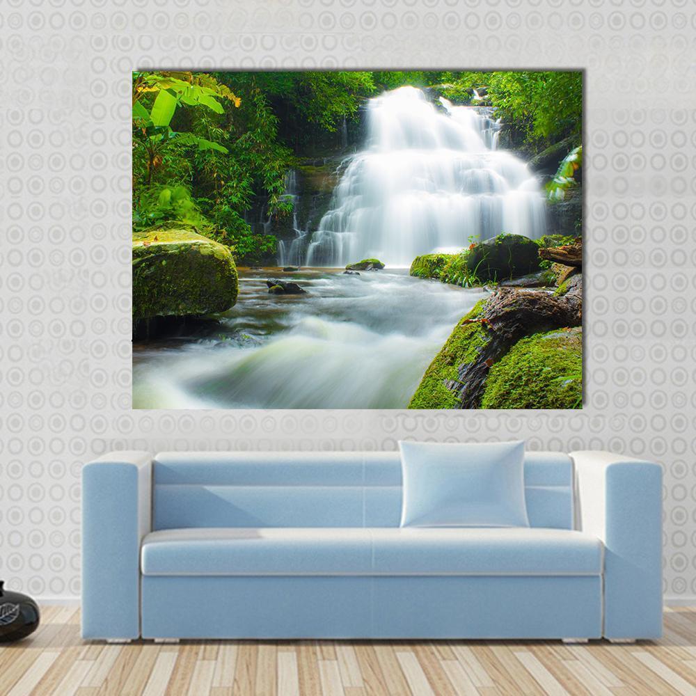 Mundaeng Waterfall Thailand Canvas Wall Art-1 Piece-Gallery Wrap-48" x 32"-Tiaracle