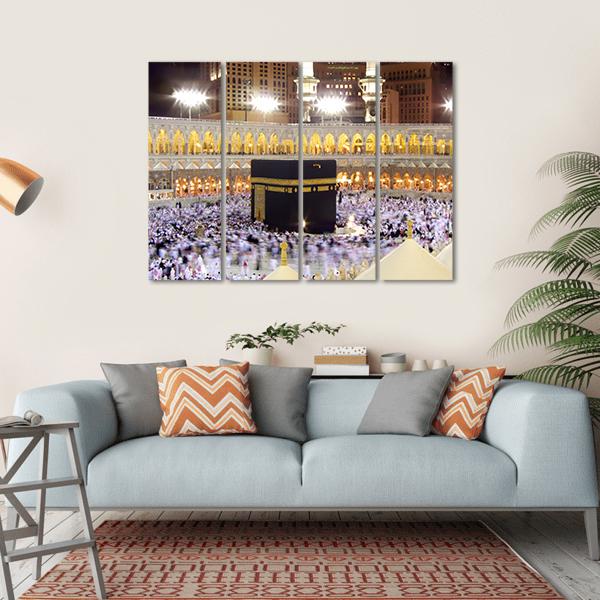 Kaaba At Night Canvas Wall Art-4 Horizontal-Gallery Wrap-34" x 24"-Tiaracle