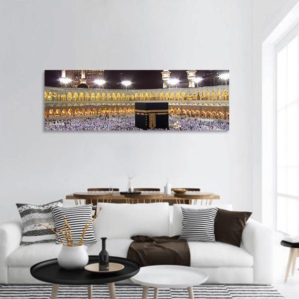 Night View Of Holy Kaaba Panoramic Canvas Wall Art-1 Piece-36" x 12"-Tiaracle