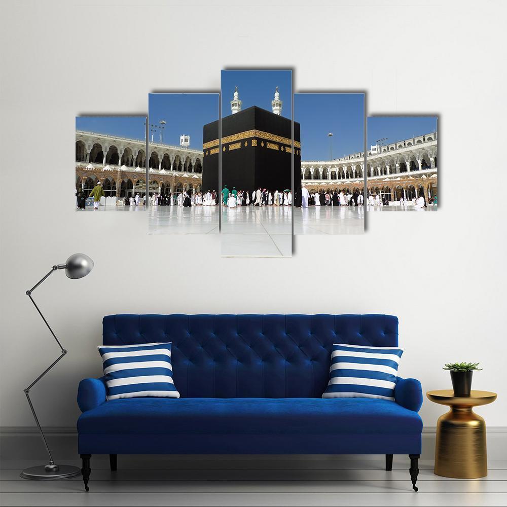 The Holly Kaaba Canvas Wall Art-5 Star-Gallery Wrap-62" x 32"-Tiaracle