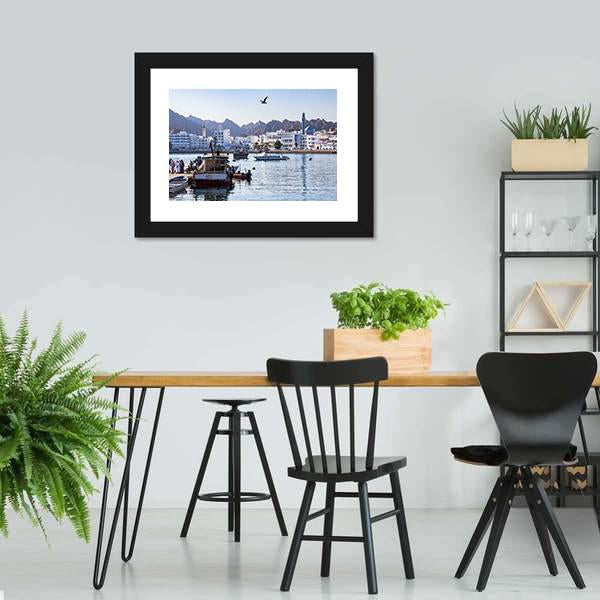 Muttrah Fish Docks Canvas Wall Art-3 Horizontal-Gallery Wrap-25" x 16"-Tiaracle