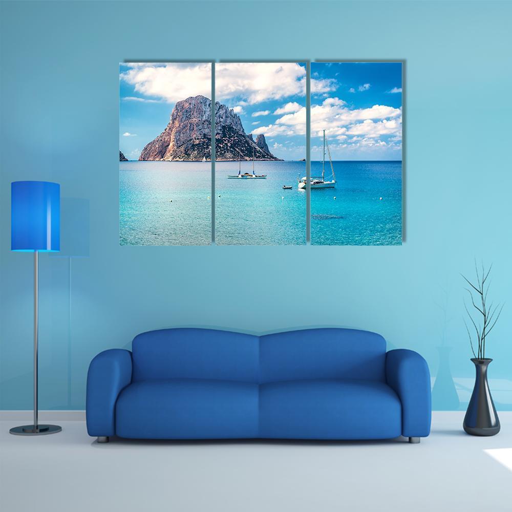 Mysterious Island Of Es Vedra Canvas Wall Art-3 Horizontal-Gallery Wrap-37" x 24"-Tiaracle