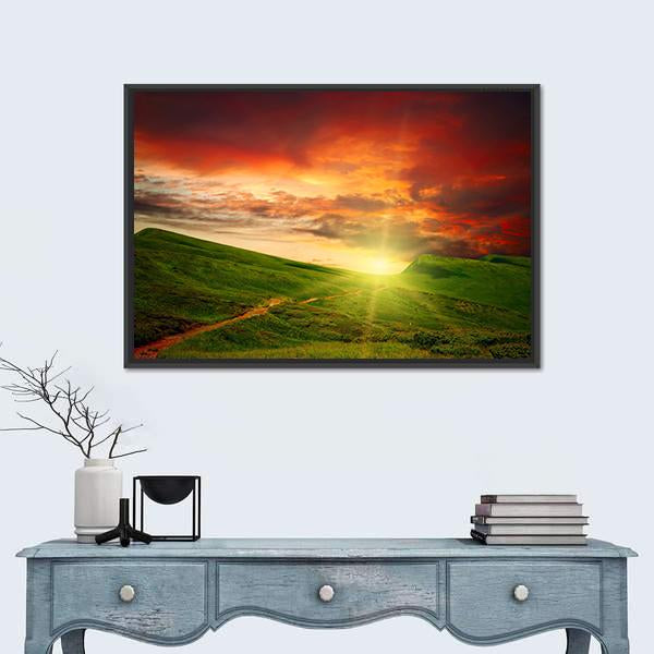 Mystery Mountain Meadow Canvas Wall Art-1 Piece-Floating Frame-24" x 16"-Tiaracle