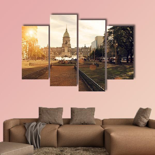 National Congress In Buenos Aires Canvas Wall Art-4 Pop-Gallery Wrap-50" x 32"-Tiaracle