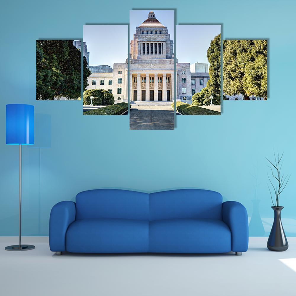 National Diet House Japan Canvas Wall Art-5 Star-Gallery Wrap-62" x 32"-Tiaracle