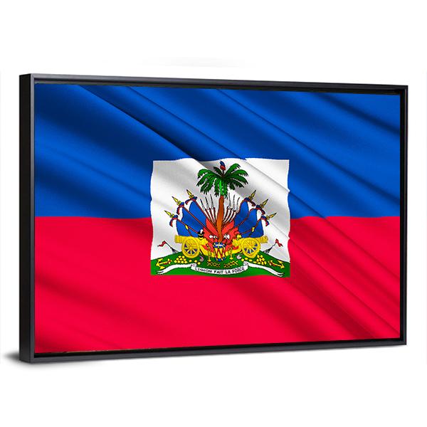 National Flag Of Haiti Canvas Wall Art-5 Horizontal-Gallery Wrap-22" x 12"-Tiaracle