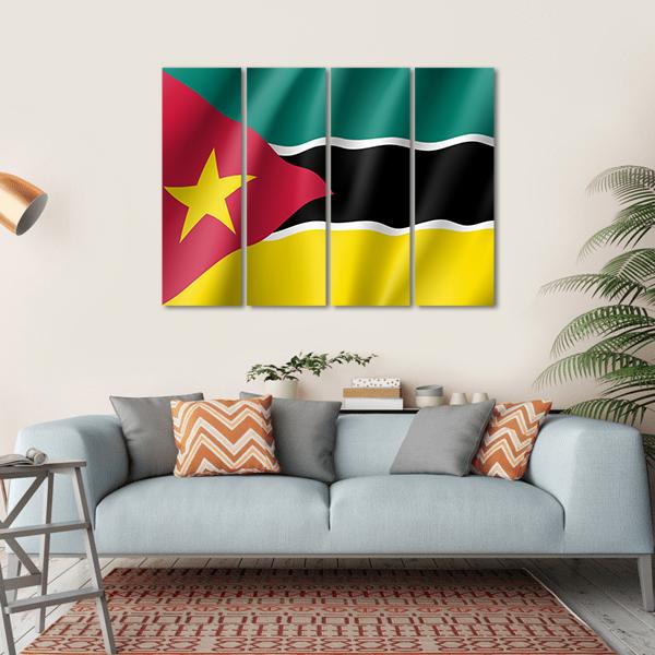 National Flag Of Mozambique Canvas Wall Art-4 Horizontal-Gallery Wrap-34" x 24"-Tiaracle