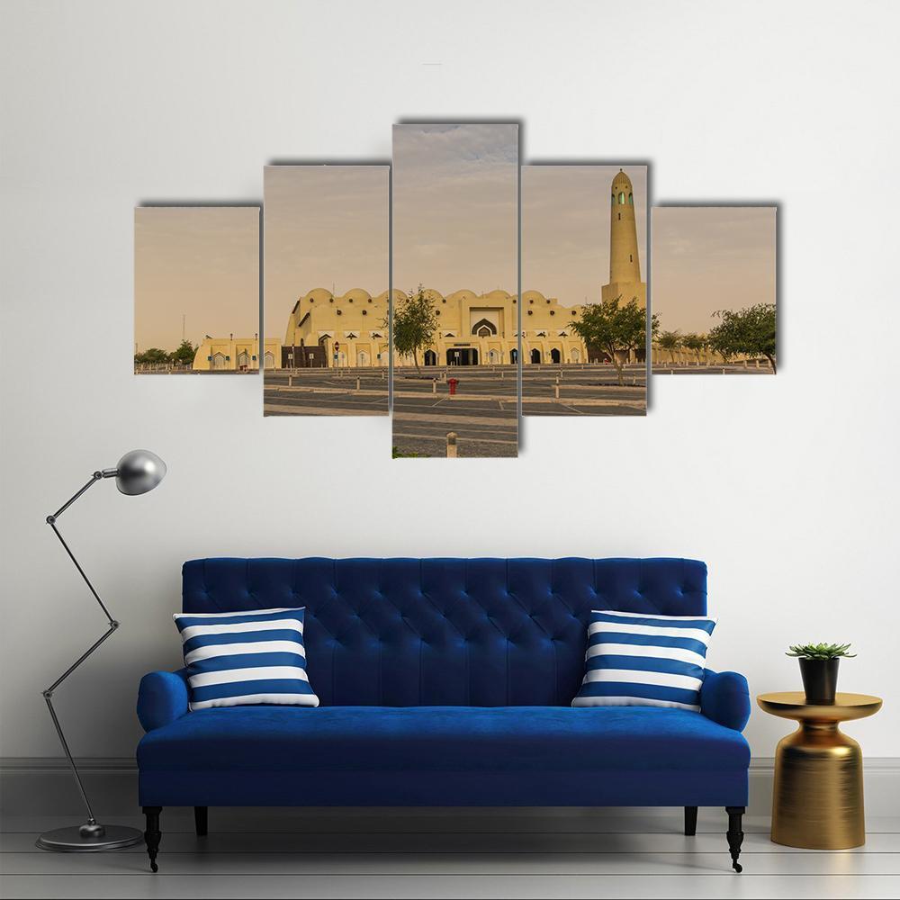National Mosque In Doha Canvas Wall Art-5 Star-Gallery Wrap-62" x 32"-Tiaracle