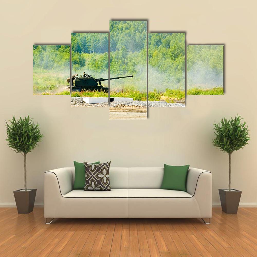 Tank In Nizhniy Tagil Canvas Wall Art-5 Star-Gallery Wrap-62" x 32"-Tiaracle