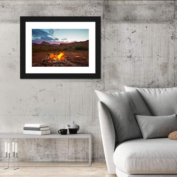 Natural Bonfire After Sunset Canvas Wall Art-3 Horizontal-Gallery Wrap-25" x 16"-Tiaracle