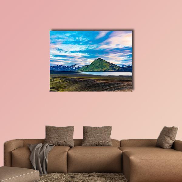 Blahylur Lake In Iceland Canvas Wall Art-1 Piece-Gallery Wrap-48" x 32"-Tiaracle