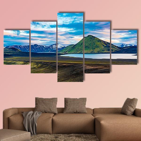 Blahylur Lake In Iceland Canvas Wall Art-5 Star-Gallery Wrap-62" x 32"-Tiaracle