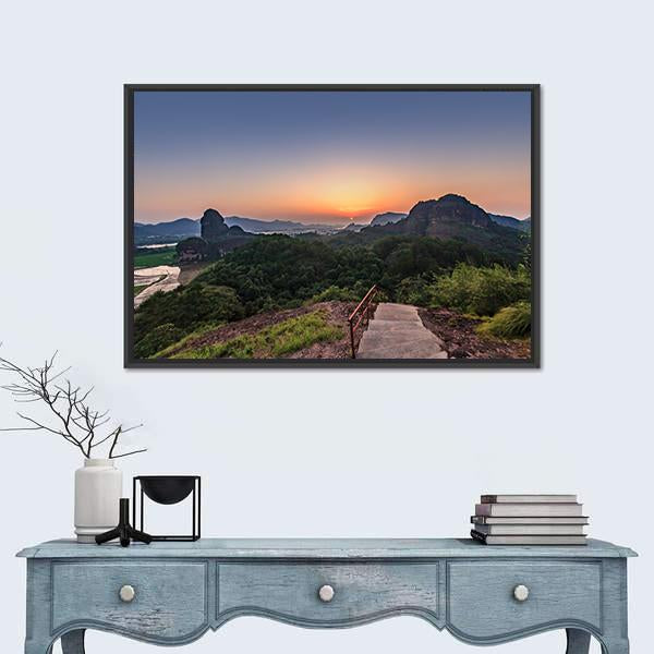 Natural Landscape Of Longhushan Canvas Wall Art-1 Piece-Floating Frame-24" x 16"-Tiaracle