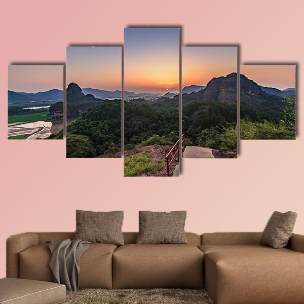 Natural Landscape Of Longhushan Canvas Wall Art-5 Star-Gallery Wrap-62" x 32"-Tiaracle