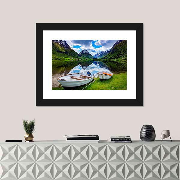 Natural Landscape Of Norway Canvas Wall Art-1 Piece-Framed Print-20" x 16"-Tiaracle
