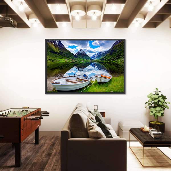 Natural Landscape Of Norway Canvas Wall Art-3 Horizontal-Gallery Wrap-25" x 16"-Tiaracle