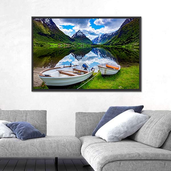 Natural Landscape Of Norway Canvas Wall Art-3 Horizontal-Gallery Wrap-25" x 16"-Tiaracle