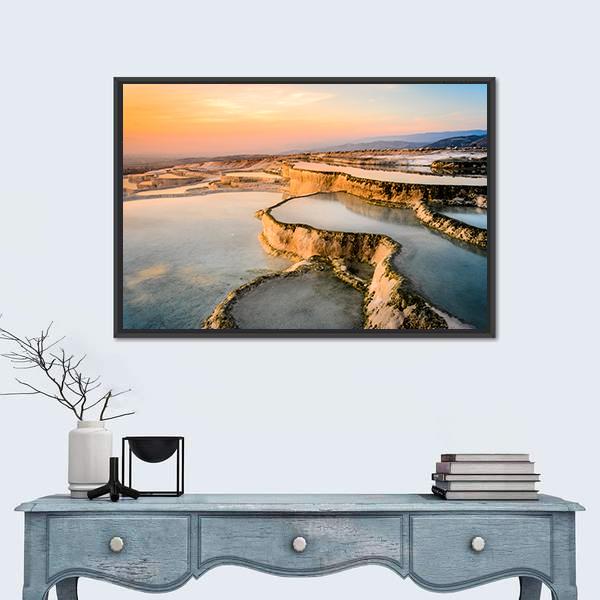 Natural Pools During Sunset Canvas Wall Art-1 Piece-Floating Frame-24" x 16"-Tiaracle