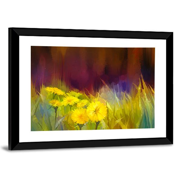 Nature Grass Flowers Abstract Canvas Wall Art-3 Horizontal-Gallery Wrap-25" x 16"-Tiaracle