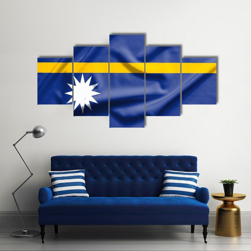 Nauru Flag Canvas Wall Art-5 Star-Gallery Wrap-62" x 32"-Tiaracle