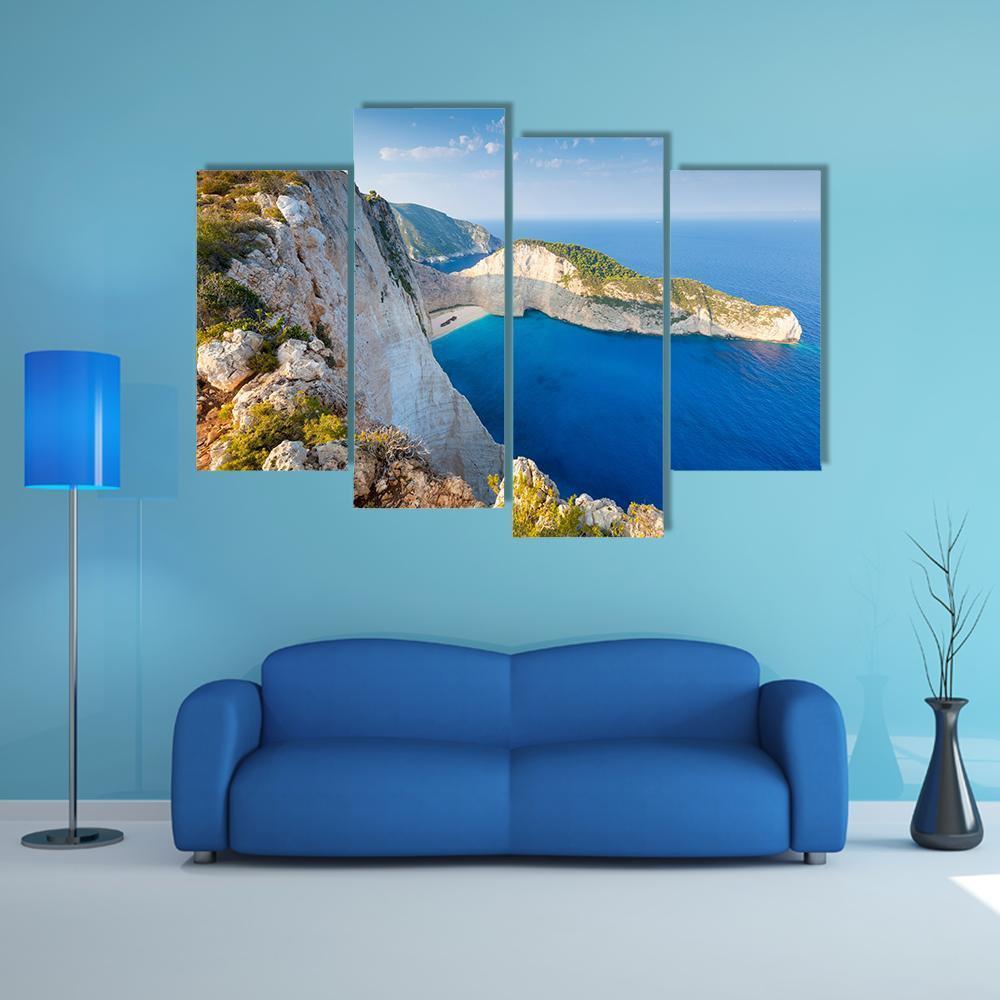 Navagio Beach Greece Canvas Wall Art-4 Pop-Gallery Wrap-50" x 32"-Tiaracle